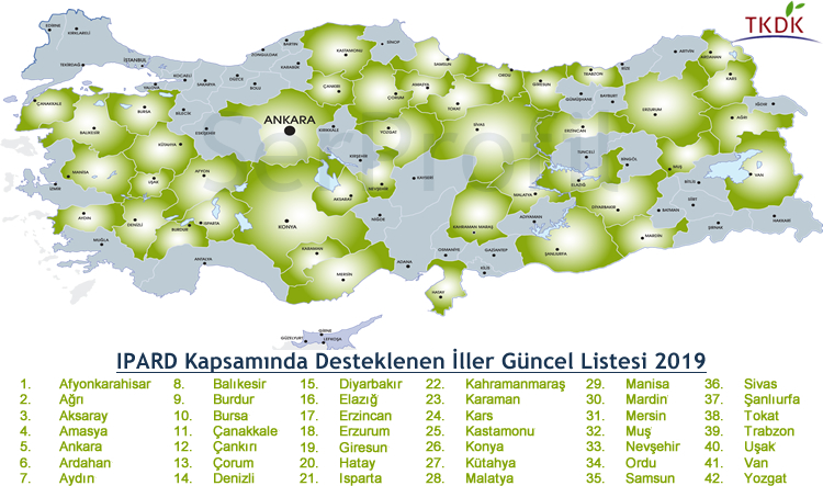 IPARD Desteklenen İller Listesi